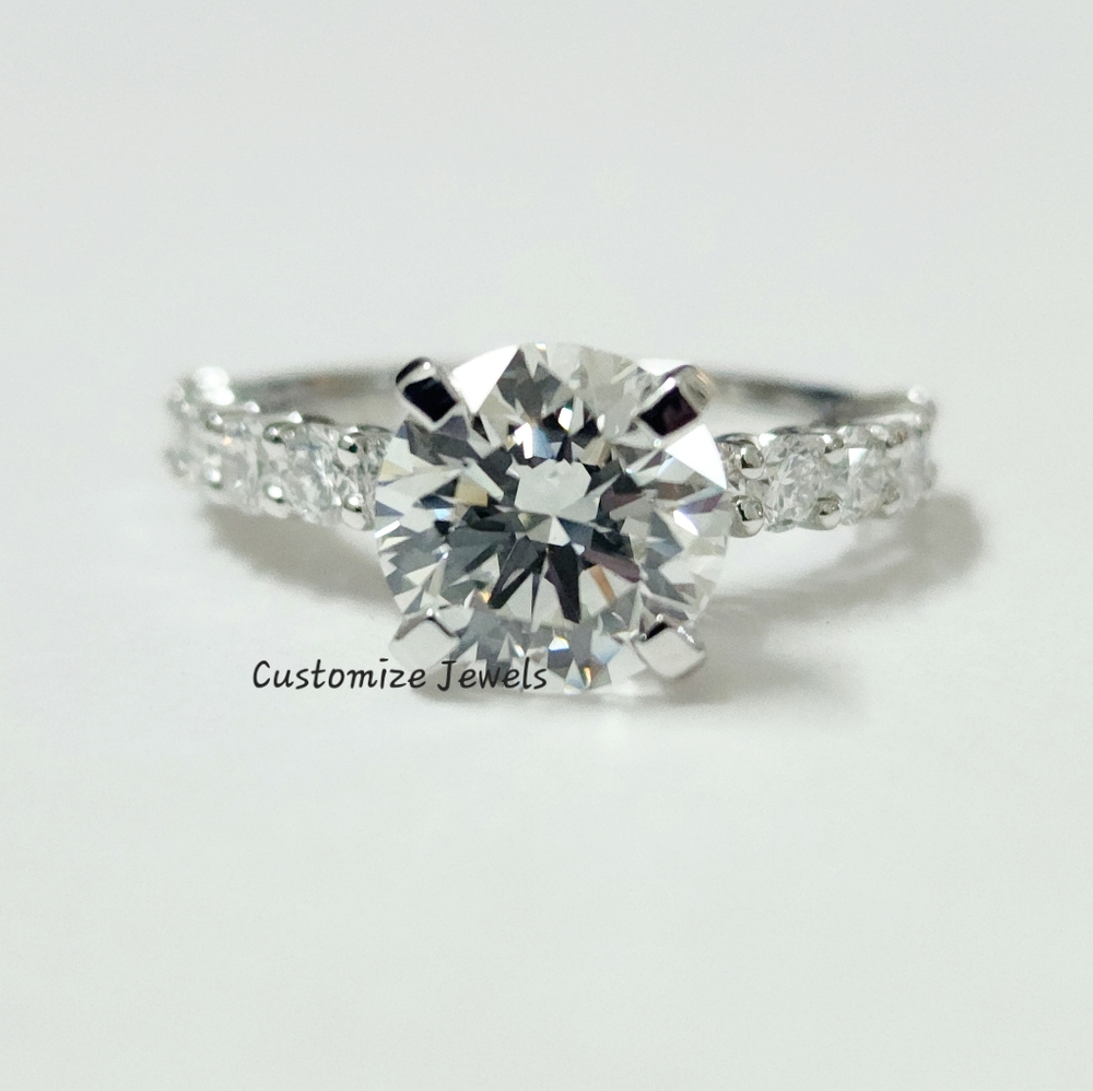 IGI 2.75 Carat.TW Round Cut Lab Diamond Engagement Ring 14k White Gold, E-VS1